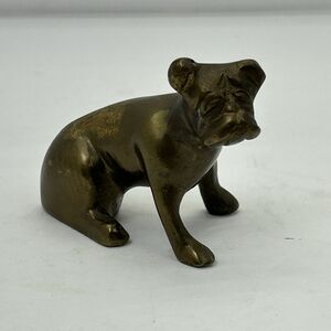 Vintage Solid Brass Sitting Bulldog Figurine 1 5/8” Tall 2 1/4” Long